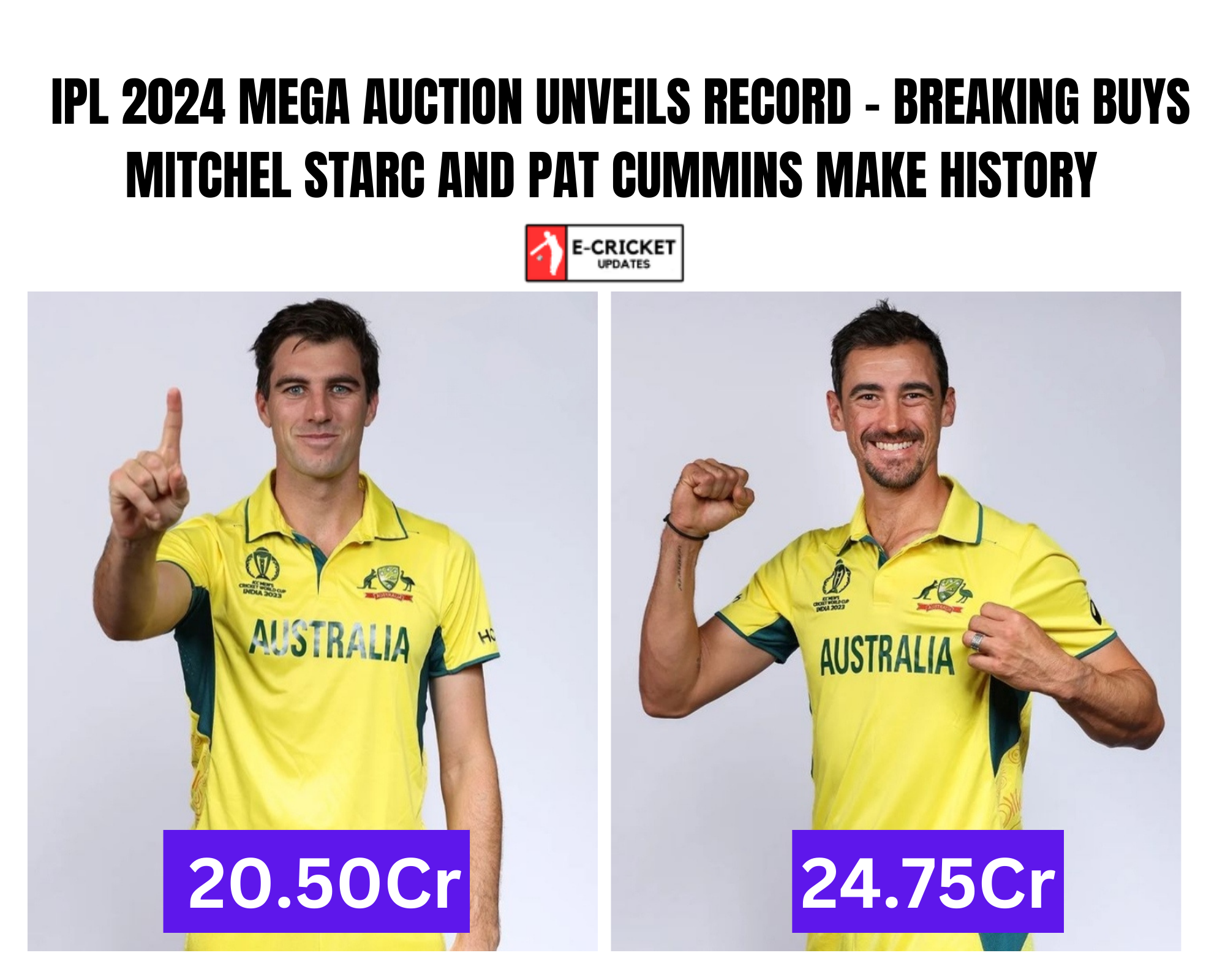 IPL 2024 – Mitchell Starc, Pat Cummins, Record-breaking Buys